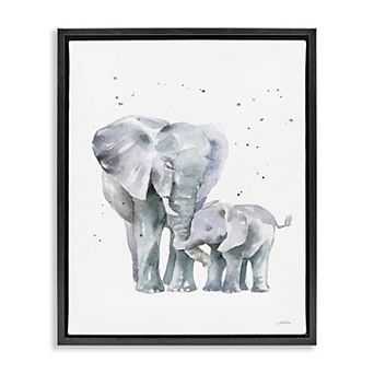 Stupell Home Decor Loving Elephant Family Hugs Watercolor Framed Canvas Wall Art
