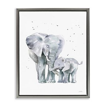 Stupell Home Decor Loving Elephant Family Hugs Watercolor Framed Canvas Wall Art