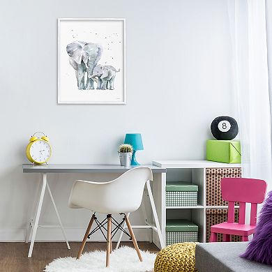 Stupell Home Decor Loving Elephant Family Hugs Watercolor Framed Gilcee Wall Art