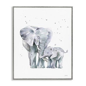 Stupell Home Decor Loving Elephant Family Hugs Watercolor Framed Gilcee Wall Art