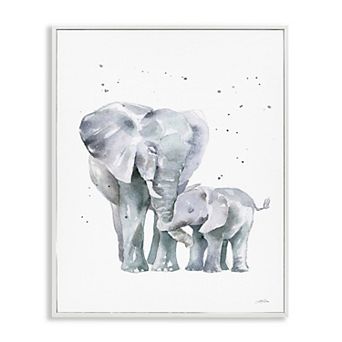 Stupell Home Decor Loving Elephant Family Hugs Watercolor Framed Gilcee Wall Art