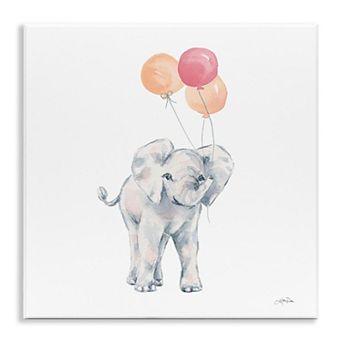 Stupell Home Decor Smiling Elephant Orange Balloons Wall Plaque