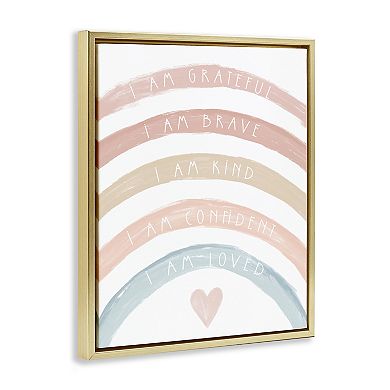 Stupell Home Decor Inspirational Confidence Rainbow Phrases Framed Canvas Wall Art