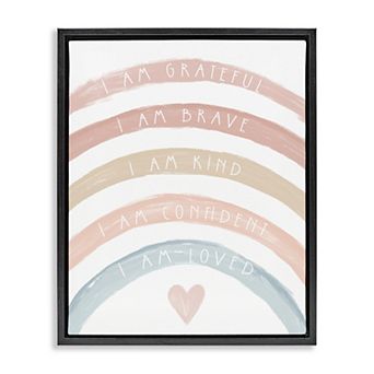 Stupell Home Decor Inspirational Confidence Rainbow Phrases Framed Canvas Wall Art