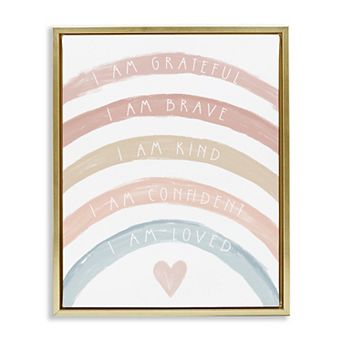 Stupell Home Decor Inspirational Confidence Rainbow Phrases Framed Canvas Wall Art
