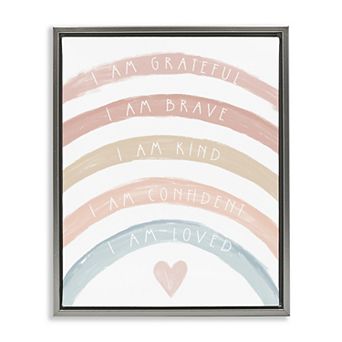 Stupell Home Decor Inspirational Confidence Rainbow Phrases Framed Canvas Wall Art