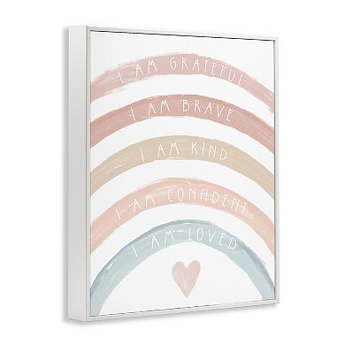 Stupell Home Decor Inspirational Confidence Rainbow Phrases Thin Framed Canvas Wall Art