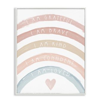Stupell Home Decor Inspirational Confidence Rainbow Phrases Thin Framed Canvas Wall Art