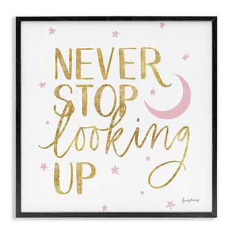 Stupell Home Decor Never Stop Looking Up Glam Framed Canvas Wall Art