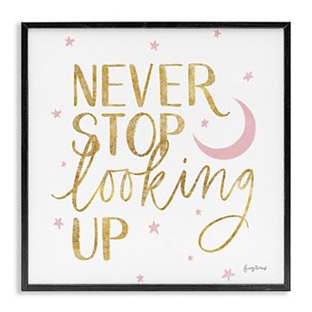 Stupell Home Decor Never Stop Looking Up Glam Framed Canvas Wall Art