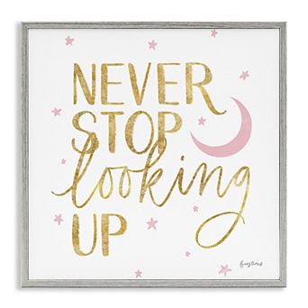 Stupell Home Decor Never Stop Looking Up Glam Framed Canvas Wall Art