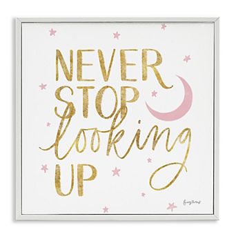 Stupell Home Decor Never Stop Looking Up Glam Framed Canvas Wall Art