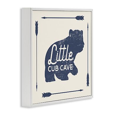 Stupell Home Decor Little Cub Cave Bear Sign Framed Canvas Wall Art
