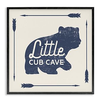 Stupell Home Decor Little Cub Cave Bear Sign Framed Canvas Wall Art