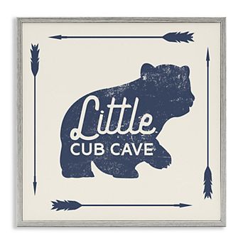 Stupell Home Decor Little Cub Cave Bear Sign Framed Canvas Wall Art