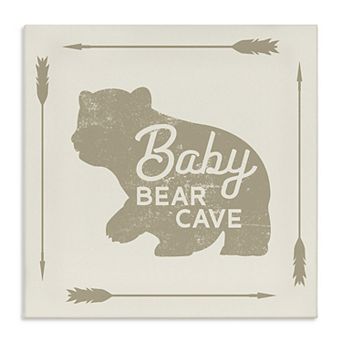Stupell Home Decor Baby Bear Cave Animal Sign Canvas Wall Art
