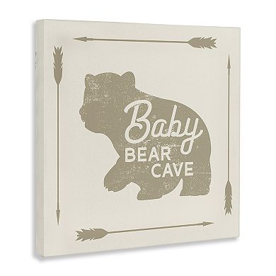 Stupell Home Decor Baby Bear Cave Animal Sign Canvas Wall Art