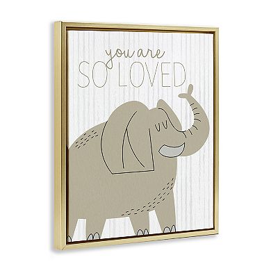 Stupell Home Decor You Are So Loved Elephant Framed Canvas Wall Art