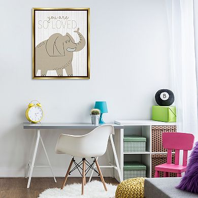 Stupell Home Decor You Are So Loved Elephant Framed Canvas Wall Art