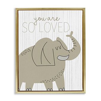 Stupell Home Decor You Are So Loved Elephant Framed Canvas Wall Art