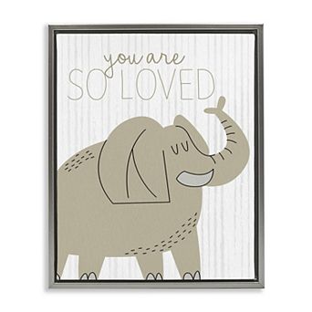 Stupell Home Decor You Are So Loved Elephant Framed Canvas Wall Art