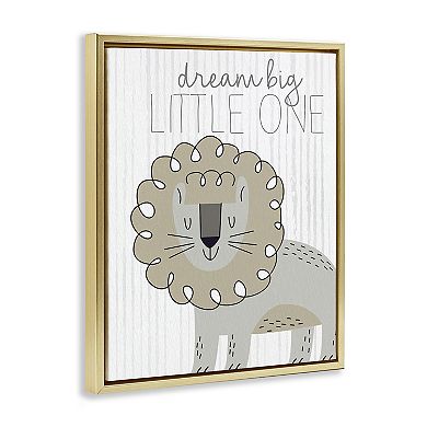 Stupell Home Decor Dream Big Little One Lion Framed Canvas Wall Art