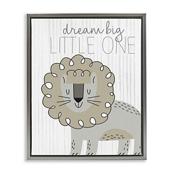 Stupell Home Decor Dream Big Little One Lion Framed Canvas Wall Art
