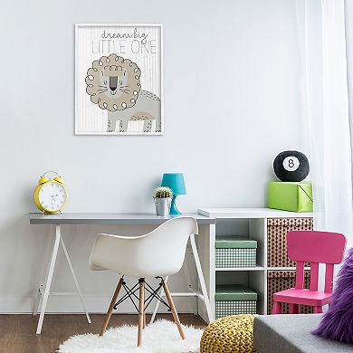 Stupell Home Decor Dream Big Little One Lion Framed Gilcee Wall Art
