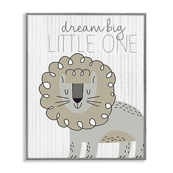 Stupell Home Decor Dream Big Little One Lion Framed Gilcee Wall Art