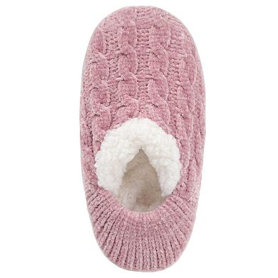Women's Classic Cable Knit Chenille Non-Skid Slipper