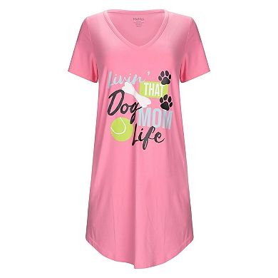 Women's Livin' That Dog Mom Life V-Neck Sleepshirt