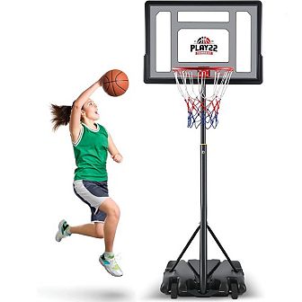 Kids Basketball Hoop - 33" Backboard, 70-84" Adjustable Height, Portable for Outdoor/Indoor Use