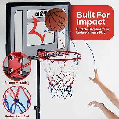 Kids Basketball Hoop - 33" Backboard, 70-84" Adjustable Height, Portable for Outdoor/Indoor Use