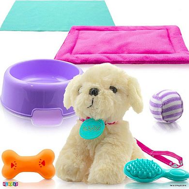 Plush Puppy Doll Set for Kids 9 PCS - Baby Doll Accessories - Doll Puppy Set Sized for 18" Dolls