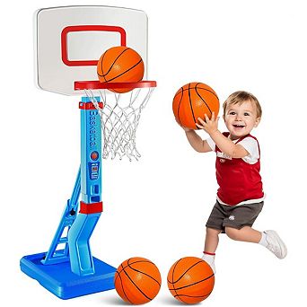 Toddler Basketball Hoop Indoor for Kids 1-3 - Height Adjustable Baby Basketball Hoop Set