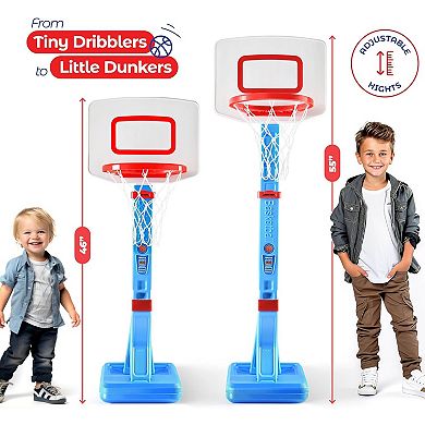 Toddler Basketball Hoop Indoor for Kids 1-3 - Height Adjustable Baby Basketball Hoop Set