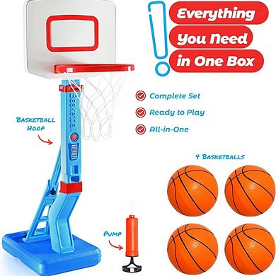 Toddler Basketball Hoop Indoor for Kids 1-3 - Height Adjustable Baby Basketball Hoop Set