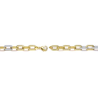 Two-Tone Cubic Zirconia Link Chain Bracelet