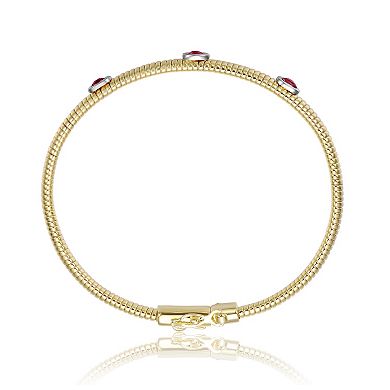 14k Gold Over Silver Colored Cubic Zirconia Bangle Bracelet