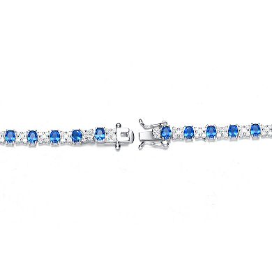 Sterling Silver Colored Cubic Zirconia Tennis Bracelet