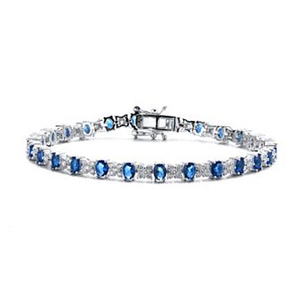 Sterling Silver Colored Cubic Zirconia Tennis Bracelet
