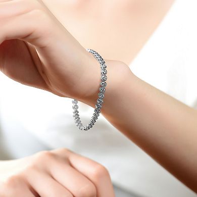 Round Bezel-Set Bracelet with Colored Cubic Zirconia