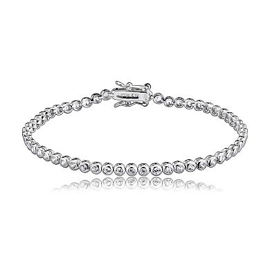 Round Bezel-Set Bracelet with Colored Cubic Zirconia