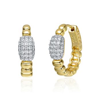 Megan Walford Gold Tone Cubic Zirconia Scalloped Nickel Free Hoop Earrings