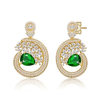 14k Gold over Sterling Silver Cubic Zirconia Elegant Drop Earrings