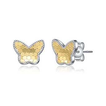 Sterling Silver Two Tone Enchanted Flight Butterfly Earrings
