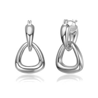 Sterling Silver Interlocking V-Shape Dangle Earrings