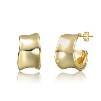 14k Gold over Sterling Silver Free Form Chunky C-Hoop Earrings