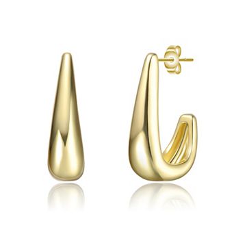 14k Gold over Sterling Silver J-Hoop Earrings