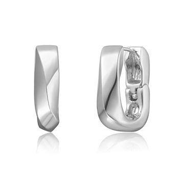 Sterling Silver Geometric Rectangle Mini Hoop Earrings